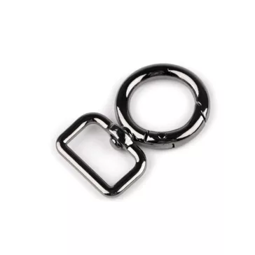   Fém forgós karabiner 19 mm-es befűző - 4 nikkel fekete (20 db-os csomagolás)