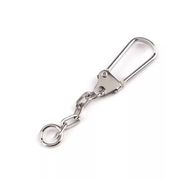 Fém karabiner lánccal - nikkel (50 db-os csomagolás)