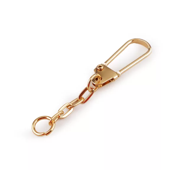 Fém karabiner lánccal - arany klasszik (10 db-os csomagolás) Fém karabiner lánccal - arany klasszik (10 db-os csomagolás)