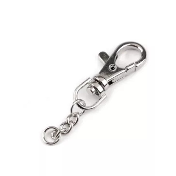   Fém forgós karabiner 8 mm- befűző láncos - 1 nikkel (50 db-os csomagolás)