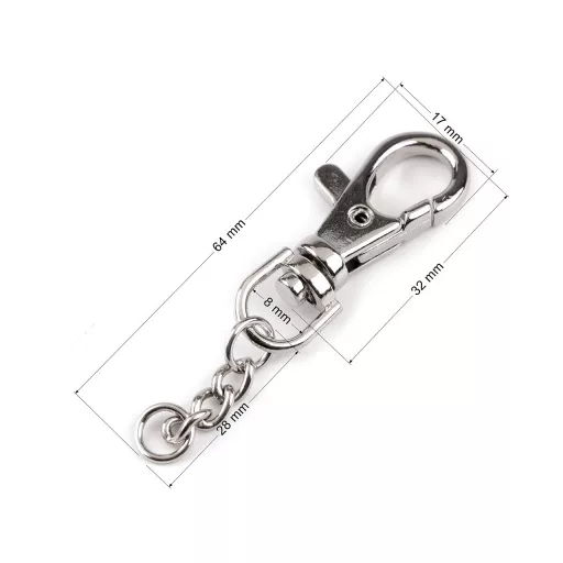 Fém forgós karabiner 8 mm- befűző láncos