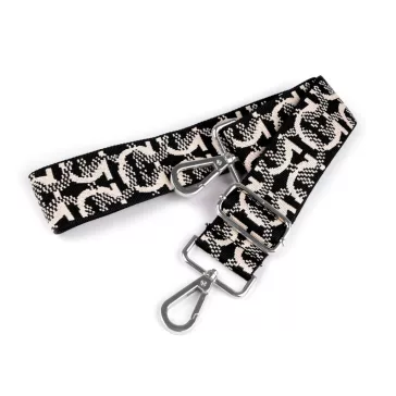   Textil fül / pánt táskára karabinerrel szélessége 3,8 cm - 2 fekete platina (3 db-os csomagolás)
