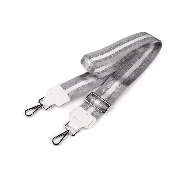 Textil fül / pánt táskára karabinerrel szélessége 5 cm - 7 vil szürkéskék ezüst (1 db-os csomagolás) Textil fül / pánt táskára karabinerrel szélessége 5 cm - 7 vil szürkéskék ezüst (1 db-os csomagolás)