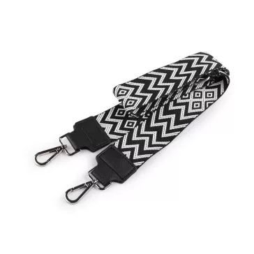   Textil fül / pánt táskára karabinerrel szélessége 5 cm - 12 fekete fehér (5 db-os csomagolás)