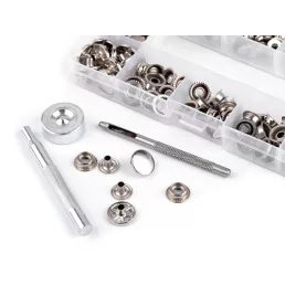   Dzseki patent rugós készlet Ø15 mm patentozó szerszám lyukasztóval vastag anyagra