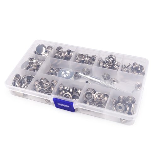 Dzseki patent rugós készlet Ø15 mm patentozó szerszám lyukasztóval vastag anyagra