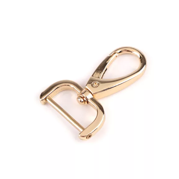 Fém forgós karabiner 26 mm-es csavaros befűzővel - 2 arany klasszik (10 db-os csomagolás) Fém forgós karabiner 26 mm-es csavaros befűzővel - 2 arany klasszik (10 db-os csomagolás)