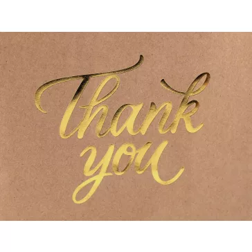   Ajándék papír táska Thank you 16x22 cm - természetes barna arany (12 db-os csomagolás)