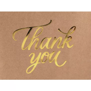   Ajándék papír táska Thank you 16x22 cm - természetes barna arany (120 db-os csomagolás)