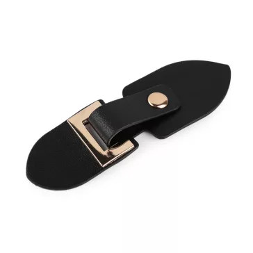 Kapocs műbőrből 3,5x11,5 cm - fekete arany (1 pr)