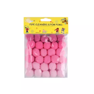   Színes zsenília golyó vegyes színek Ø20 mm pom pom - 1 pink (6 zacskó)