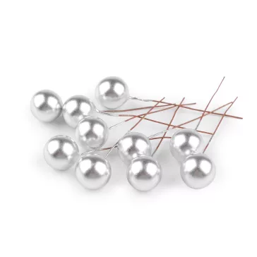   Golyók / bogyók drótszáron Ø1,5 cm - 1 ezüst (120 db-os csomagolás)