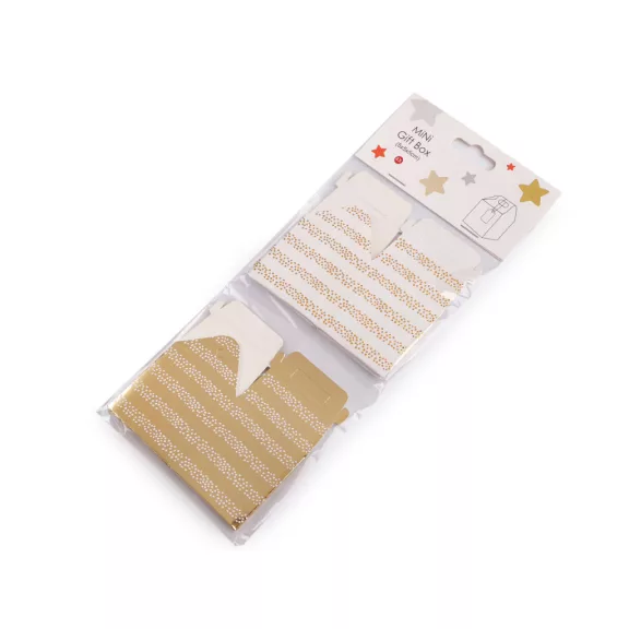 Mini ajándék doboz cimkével - 8 arany (4 db-os csomagolás) Mini ajándék doboz cimkével - 8 arany (4 db-os csomagolás)