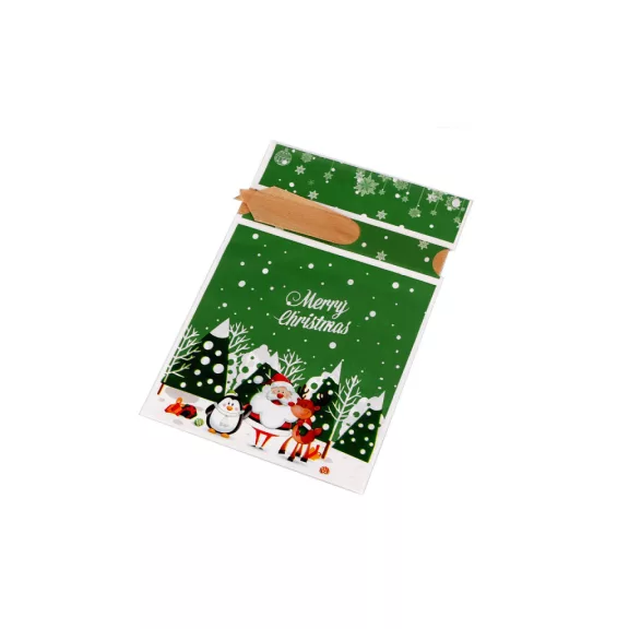Élelmiszer zacskó atlasz szalaggal karácsonyi 12x17,5 cm - 4 élénkzöld (50 db-os csomagolás) Élelmiszer zacskó atlasz szalaggal karácsonyi 12x17,5 cm - 4 élénkzöld (50 db-os csomagolás)