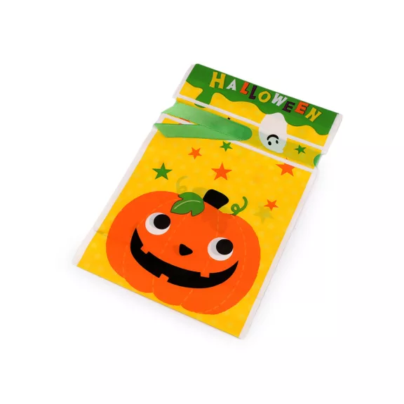 Élelmiszer Halloween zacskó szatén szalaggal 15x22 cm - 1 sárga zöld (5 db-os csomagolás) Élelmiszer Halloween zacskó szatén szalaggal 15x22 cm - 1 sárga zöld (5 db-os csomagolás)