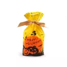 Élelmiszer Halloween zacskó szatén szalaggal 15x22 cm - 2 sárga fekete (50 db-os csomagolás)