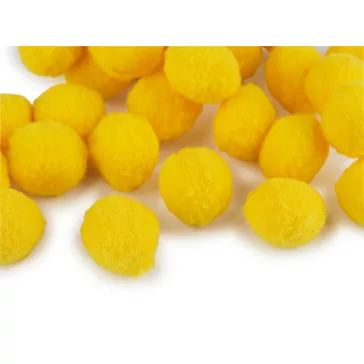   Színes zsenília pom pom golyó Ø20 mm - 4 sárga (12 zacskó)
