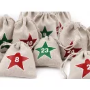 Adventi naptárak 1-24 gyerekeknek ajándéktasak 8x10cm pamutvászon - nyers-natür (1 szett) Adventi naptárak 1-24 gyerekeknek ajándéktasak 8x10cm pamutvászon - nyers-natür (1 szett)