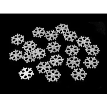   Filcanyagból hópihe glitteres Ø15 mm - ezüst (100 db-os csomagolás)