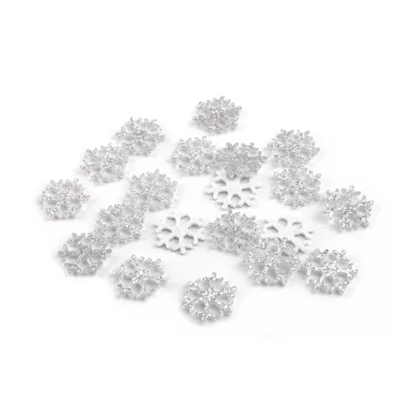   Filcanyagból hópihe glitteres Ø15 mm - ezüst (100 db-os csomagolás)