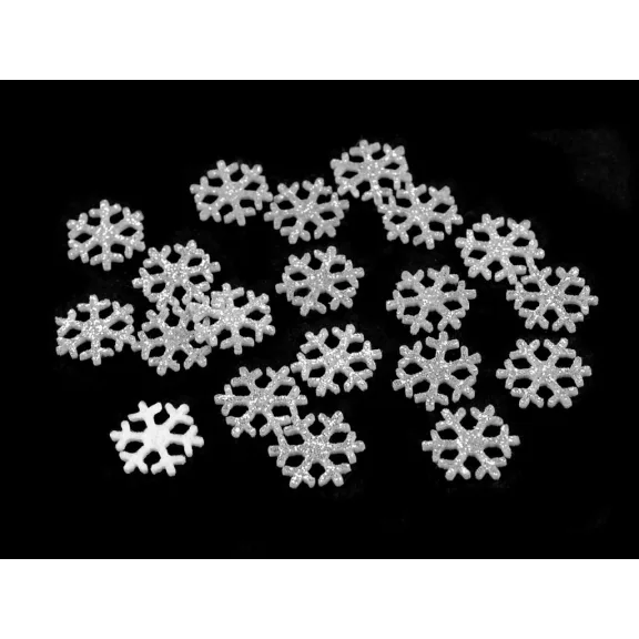 Filcanyagból hópihe glitteres Ø15 mm - ezüst (200 db-os csomagolás) Filcanyagból hópihe glitteres Ø15 mm - ezüst (200 db-os csomagolás)