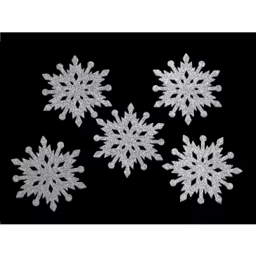   Karácsonyi filc pehely glitterekkel Ø75 mm - 1 ezüst (10 db-os csomagolás)