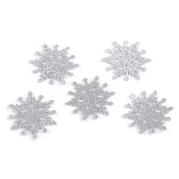   Karácsonyi filc pehely glitterekkel Ø75 mm - 1 ezüst (30 db-os csomagolás)