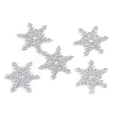   Karácsonyi filc pehely glitterekkel Ø75 mm - 2 ezüst (30 db-os csomagolás)
