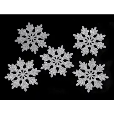   Karácsonyi filc pehely glitterekkel Ø75 mm - 3 ezüst (10 db-os csomagolás)