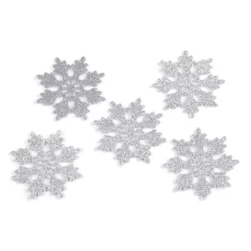   Karácsonyi filc pehely glitterekkel Ø75 mm - 3 ezüst (30 db-os csomagolás)