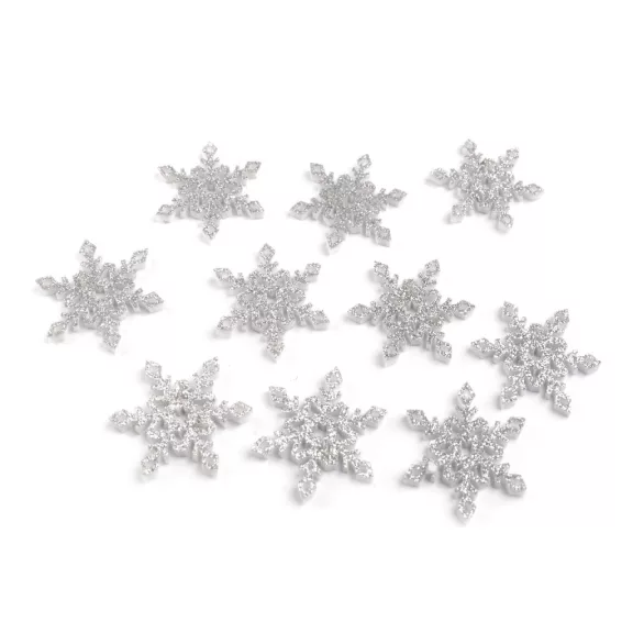 Filcanyagból hópihe glitteres Ø40 mm - 1 ezüst (10 db-os csomagolás) Filcanyagból hópihe glitteres Ø40 mm - 1 ezüst (10 db-os csomagolás)