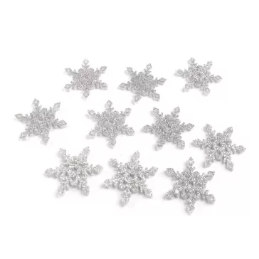   Filcanyagból hópihe glitteres Ø40 mm - 1 ezüst (30 db-os csomagolás)