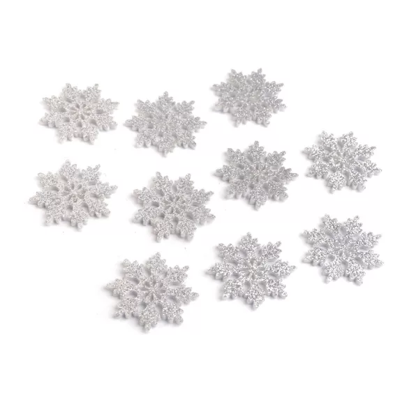 Filcanyagból hópihe glitteres Ø40 mm - 2 ezüst (10 db-os csomagolás) Filcanyagból hópihe glitteres Ø40 mm - 2 ezüst (10 db-os csomagolás)