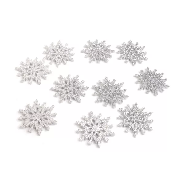 Filcanyagból hópihe glitteres Ø40 mm - 3 ezüst (30 db-os csomagolás) Filcanyagból hópihe glitteres Ø40 mm - 3 ezüst (30 db-os csomagolás)