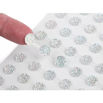  Öndapatós dísz ragasztó sávon AB  Ø10 mm - crystal AB (1 card)