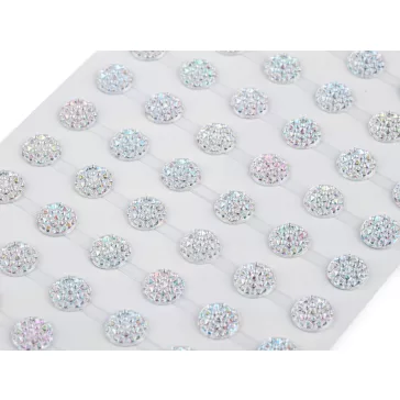  Öndapatós dísz ragasztó sávon AB  Ø10 mm - crystal AB (3 card)
