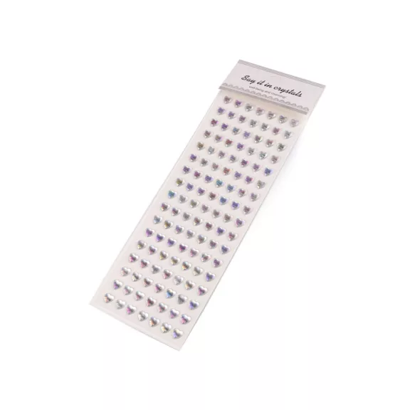 Öntapadó szív ragasztócsíkon multicolor Ø10 mm - 2 crystal AB (3 card) Öntapadó szív ragasztócsíkon multicolor Ø10 mm - 2 crystal AB (3 card)