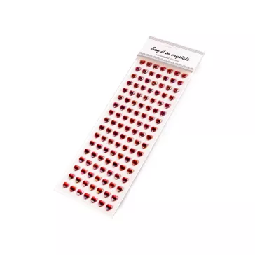   Öntapadó szív ragasztócsíkon multicolor Ø10 mm - 3 piros AB (3 card)
