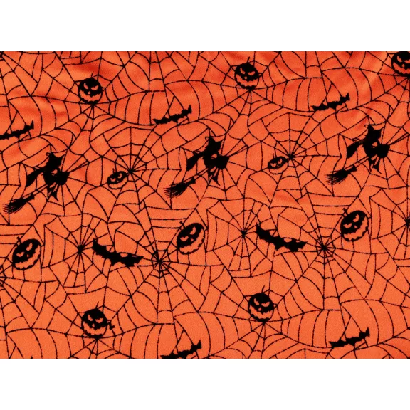 Dekorációs Halloween mintás szatén anyag / boszorkány – narancssárga Dekorációs Halloween mintás szatén anyag / boszorkány – narancssárga