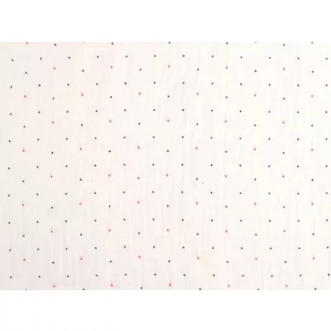 Cotton double gauze, Polka Dots – white