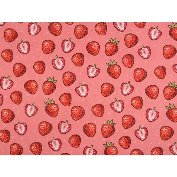   Pamut folyóméter / vastag len imitáció, szamóca – pink