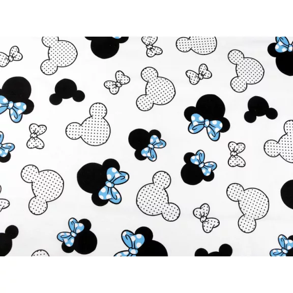 Minnie és Mickey mintás pamutvászon – fehér Minnie és Mickey mintás pamutvászon – fehér