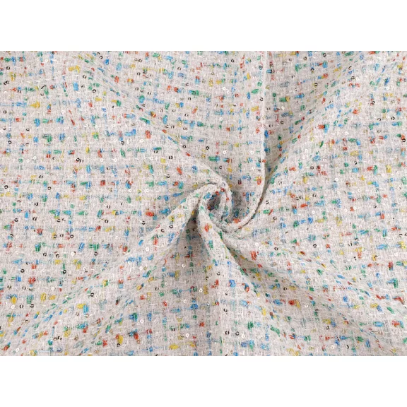 Kosztüm anyag apró flitterekkel / tweed – Off White Kosztüm anyag apró flitterekkel / tweed – Off White
