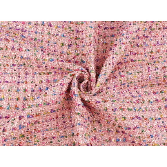 Kosztüm anyag apró flitterekkel / tweed – púderrózsaszín Kosztüm anyag apró flitterekkel / tweed – púderrózsaszín