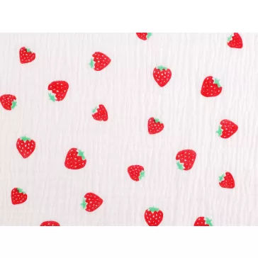 Strawberry muslin fabric / double gauze – white