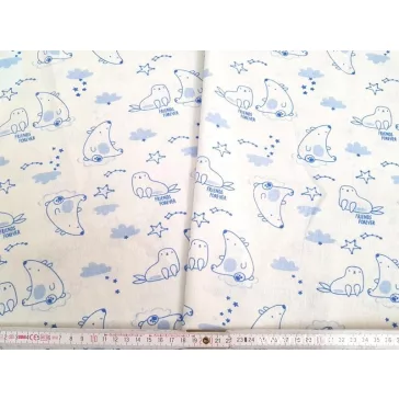 Tiny animal figures cotton fabric 120 g/m²