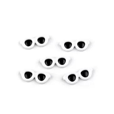   Kis szemüveg ragasztásra / dekorációs figura 30x12 mm - fehér fekete (30 db-os csomagolás)