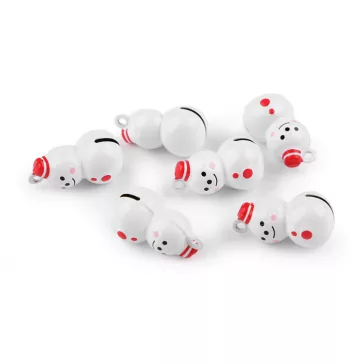 Csengettyű hóember - 1 fehér piros (50 db-os csomagolás)