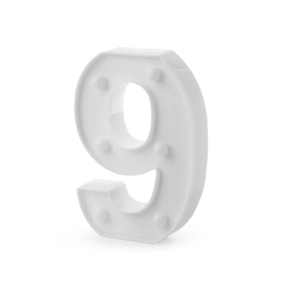 Világító számok születésnapra és újjévre - 10 "9" fehér (1 db-os csomagolás) Világító számok születésnapra és újjévre - 10 "9" fehér (1 db-os csomagolás)
