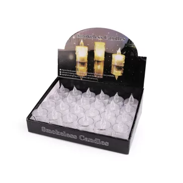   LED mécses elemre Ø3,6 cm - 1 (6,5 cm) Transparent meleg (24 db-os csomagolás)